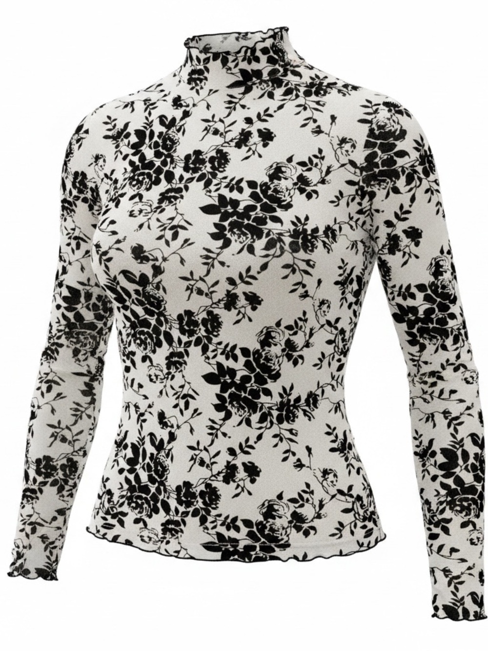 ZUTTER || Mesh Mock-neck Long Sleeve Layering Top in B&W - SZ Medium ✨NWT✨
